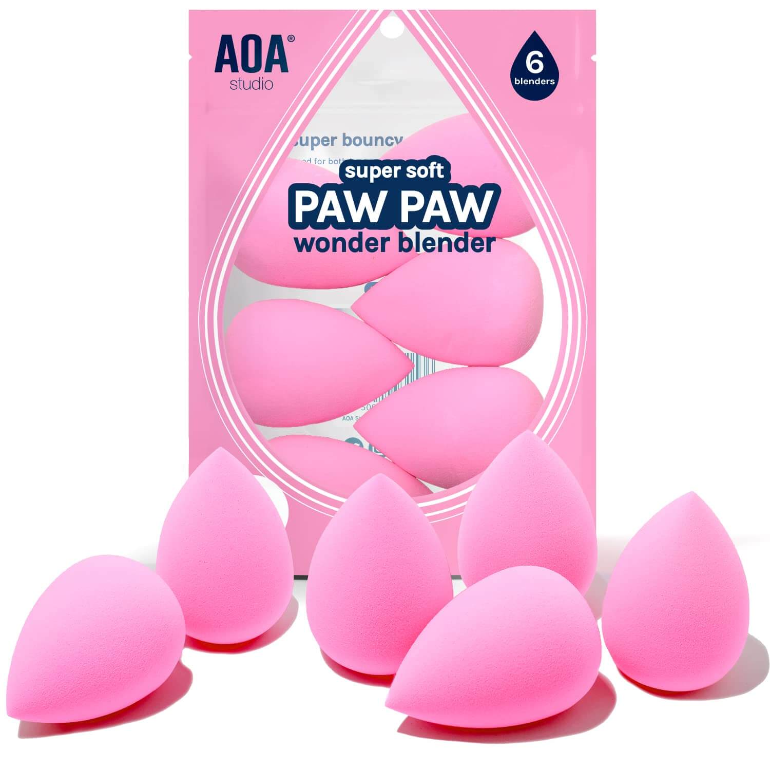 AOA Studio Makeup Sponge Set – 6-Piece Latex-Free Blending Sponges for Powder, Cream & Liquid Makeup