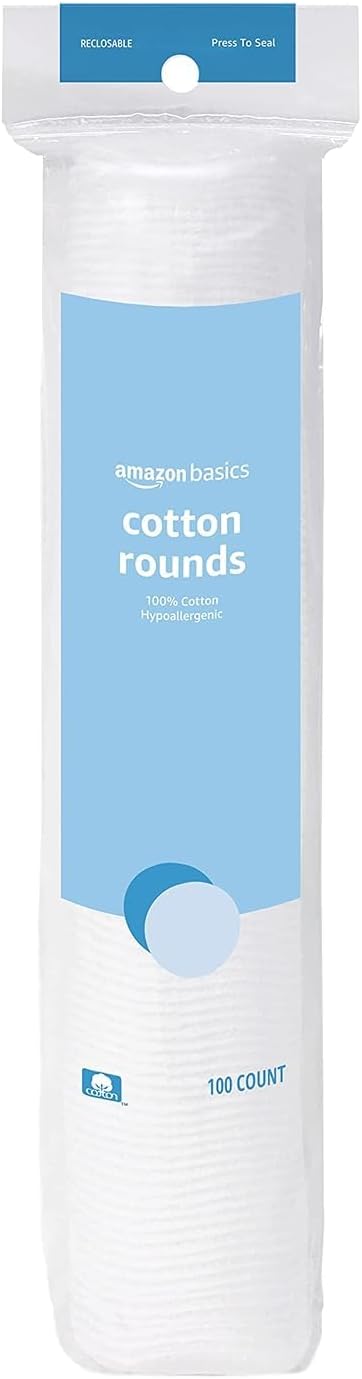 Amazon Basics Cotton Rounds – Hypoallergenic Makeup Remover & Skincare Pads, 100 Count