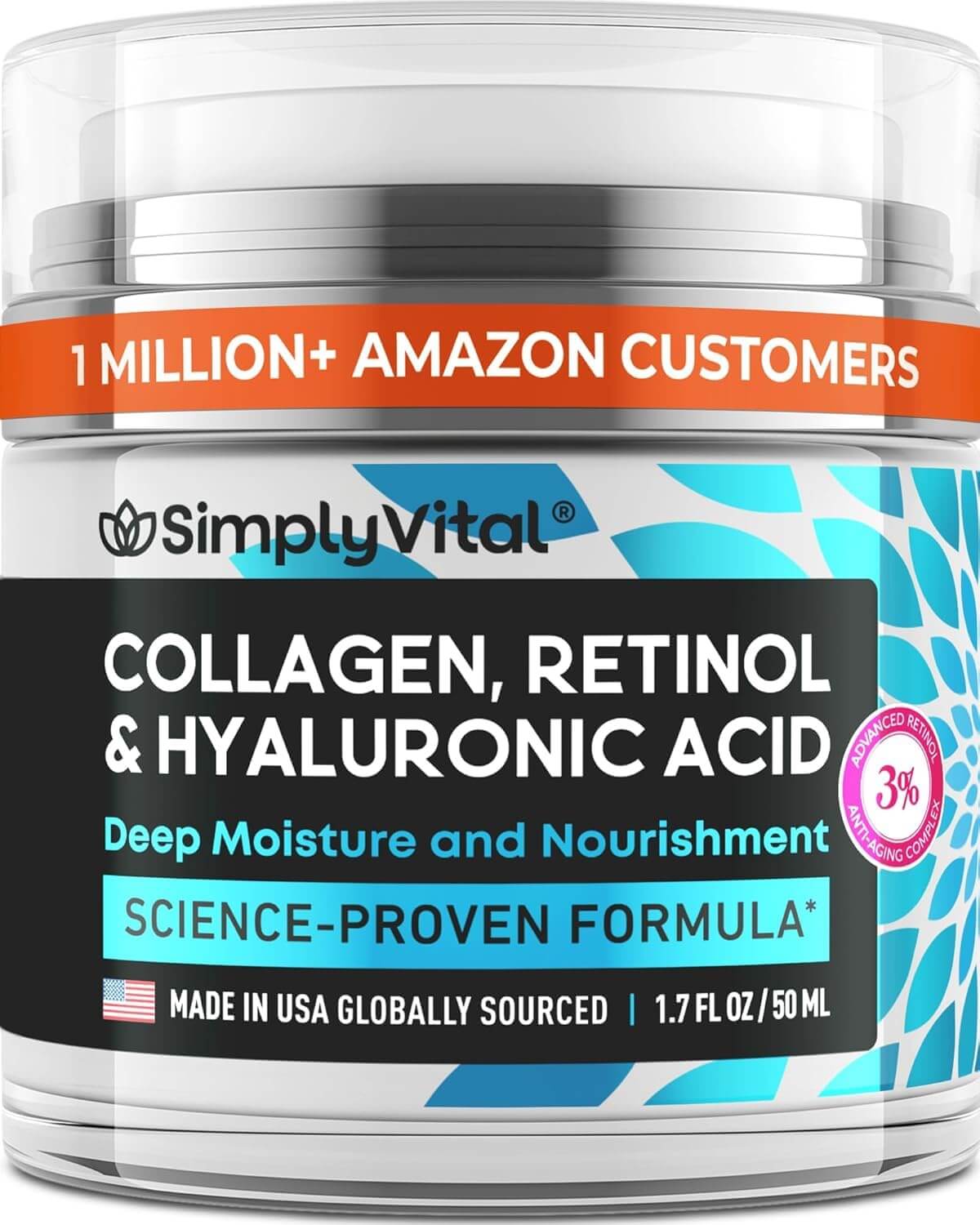 Anti-Aging Face Moisturizer – Retinol, Collagen & Hyaluronic Acid, Firming Day & Night Cream, 1.7 fl oz