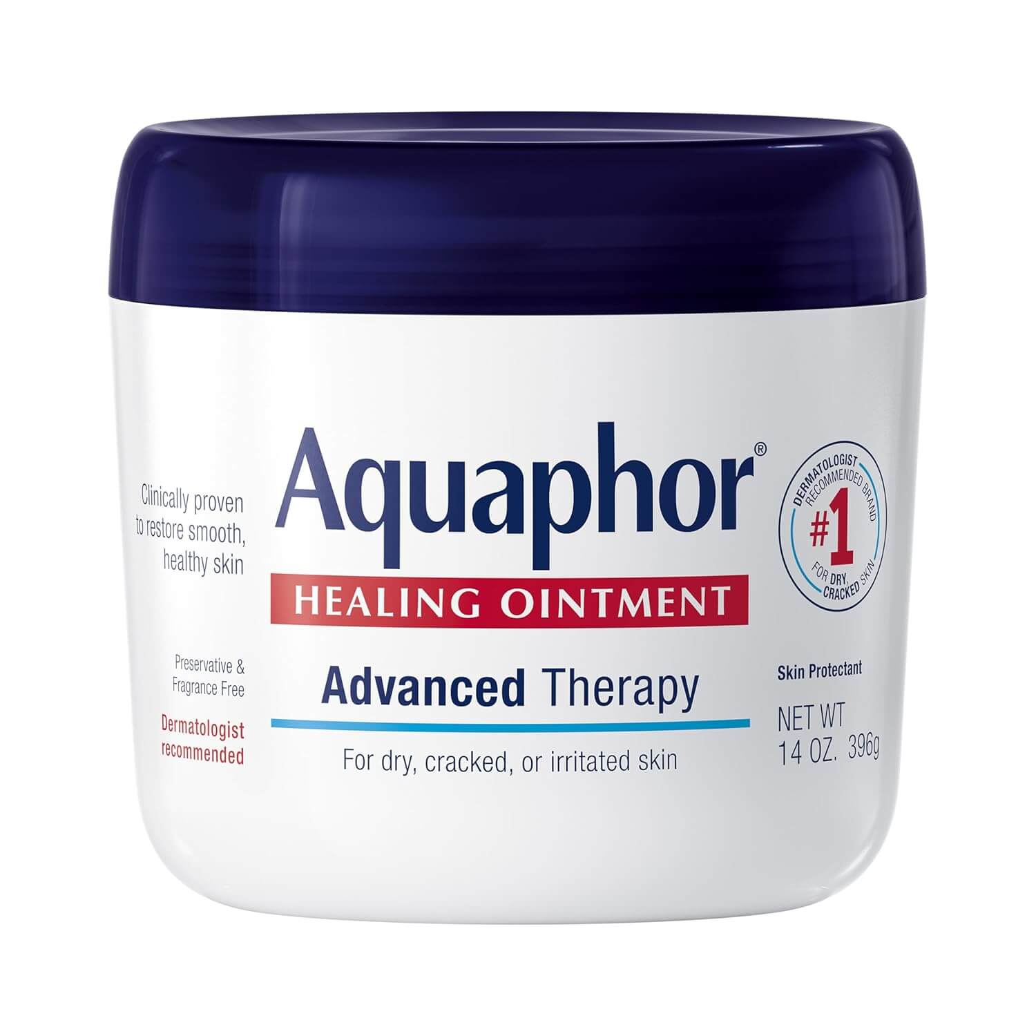 Aquaphor Healing Ointment – Advanced Therapy Multi-Purpose Skin Protectant for Dry, Cracked Skin, Cuts & Burns, 14 oz Jar
