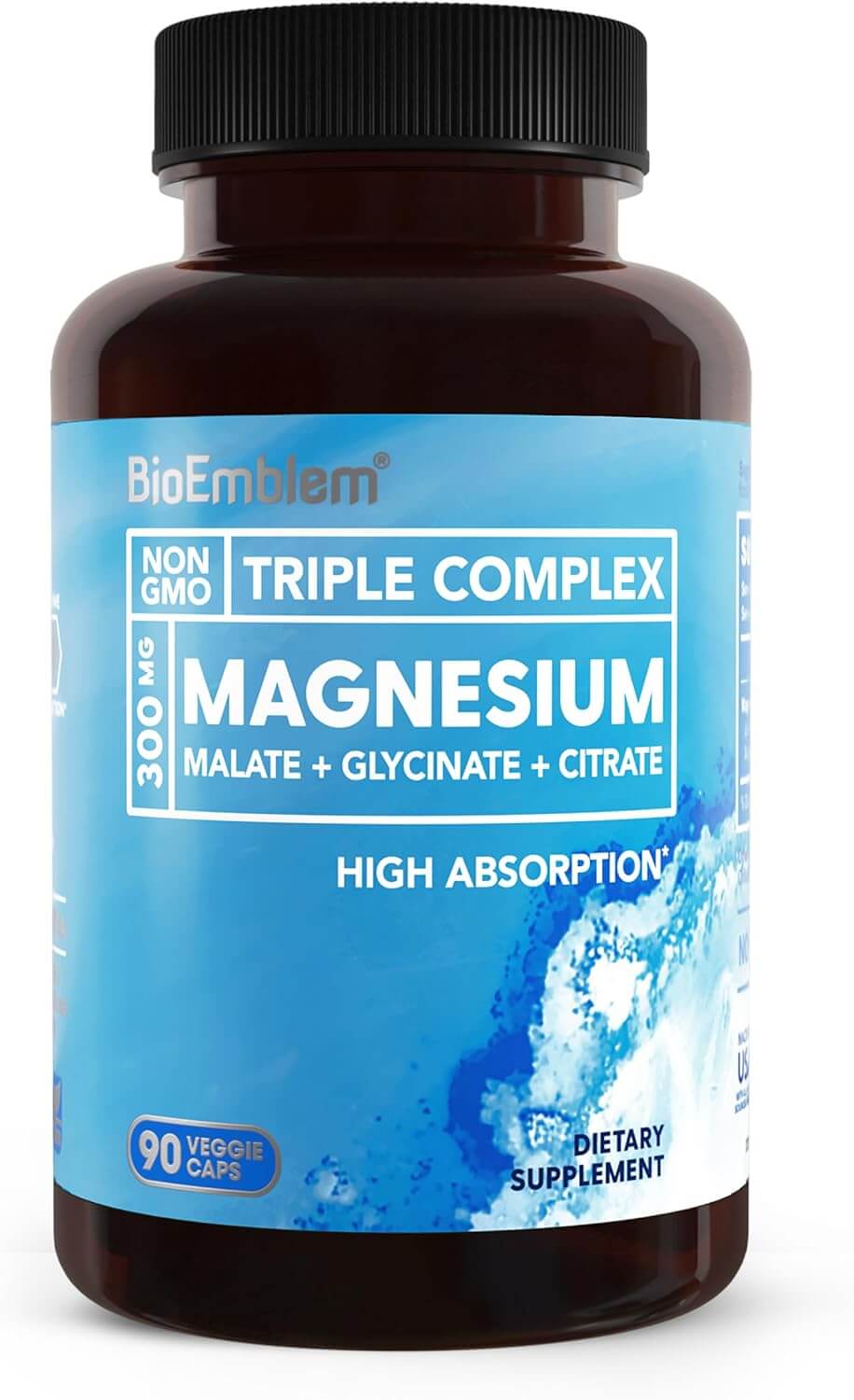 BioEmblem Triple Magnesium Complex – Glycinate, Malate & Citrate for High Absorption, 300mg, 90 Capsules