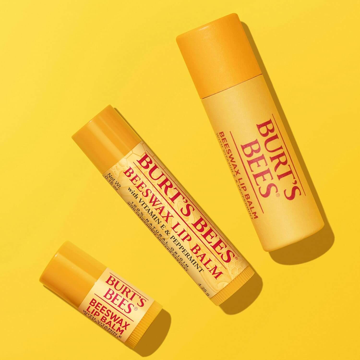 Burt’s Bees Beeswax Lip Balm – Natural Moisturizing Lip Treatment, 4 Pack (0.15 oz each)
