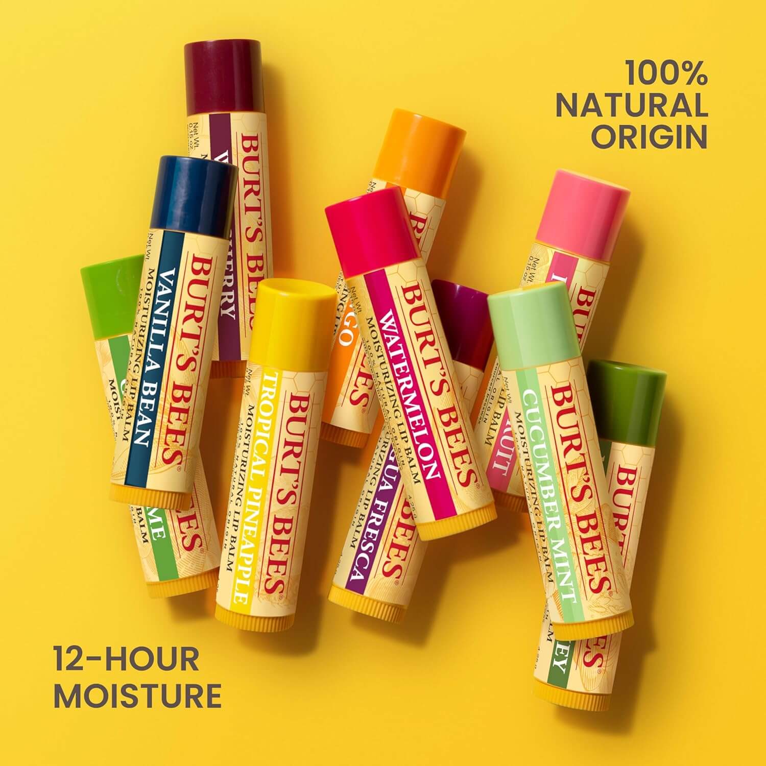 Burt’s Bees Beeswax Lip Balm – Natural Moisturizing Lip Treatment, 4 Pack (0.15 oz each)