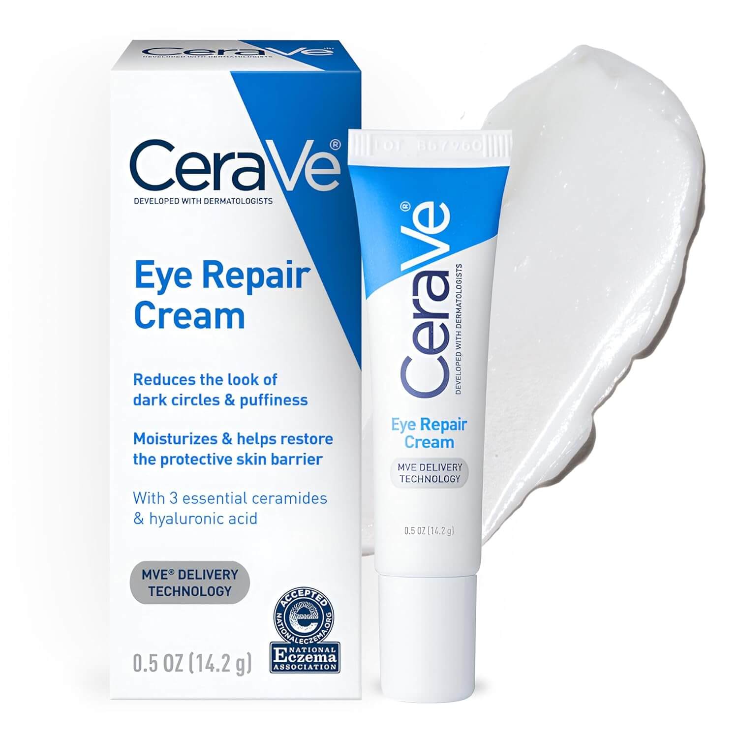 CeraVe Eye Repair Cream – Under Eye Treatment for Puffiness & Bags with Hyaluronic Acid & Niacinamide(