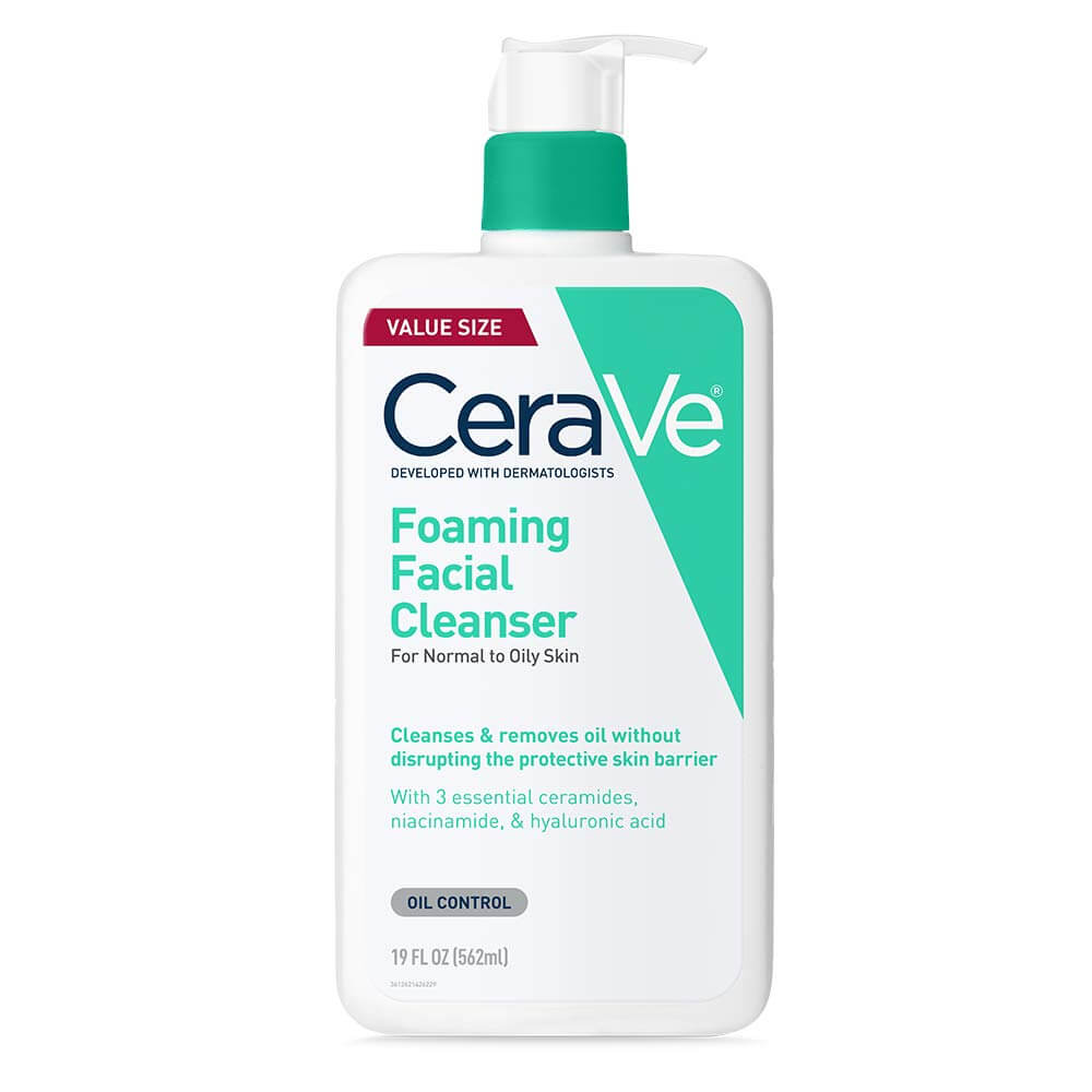 CeraVe Foaming Facial Cleanser – Oil Control Face Wash with Ceramides, Hyaluronic Acid & Niacinamide for Oily Skin, Fragrance-Free, 19 oz