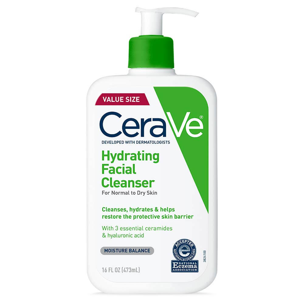 CeraVe Hydrating Facial Cleanser – Moisturizing Face Wash with Hyaluronic Acid & Ceramides for Dry Skin, Fragrance-Free Gentle Cleanser