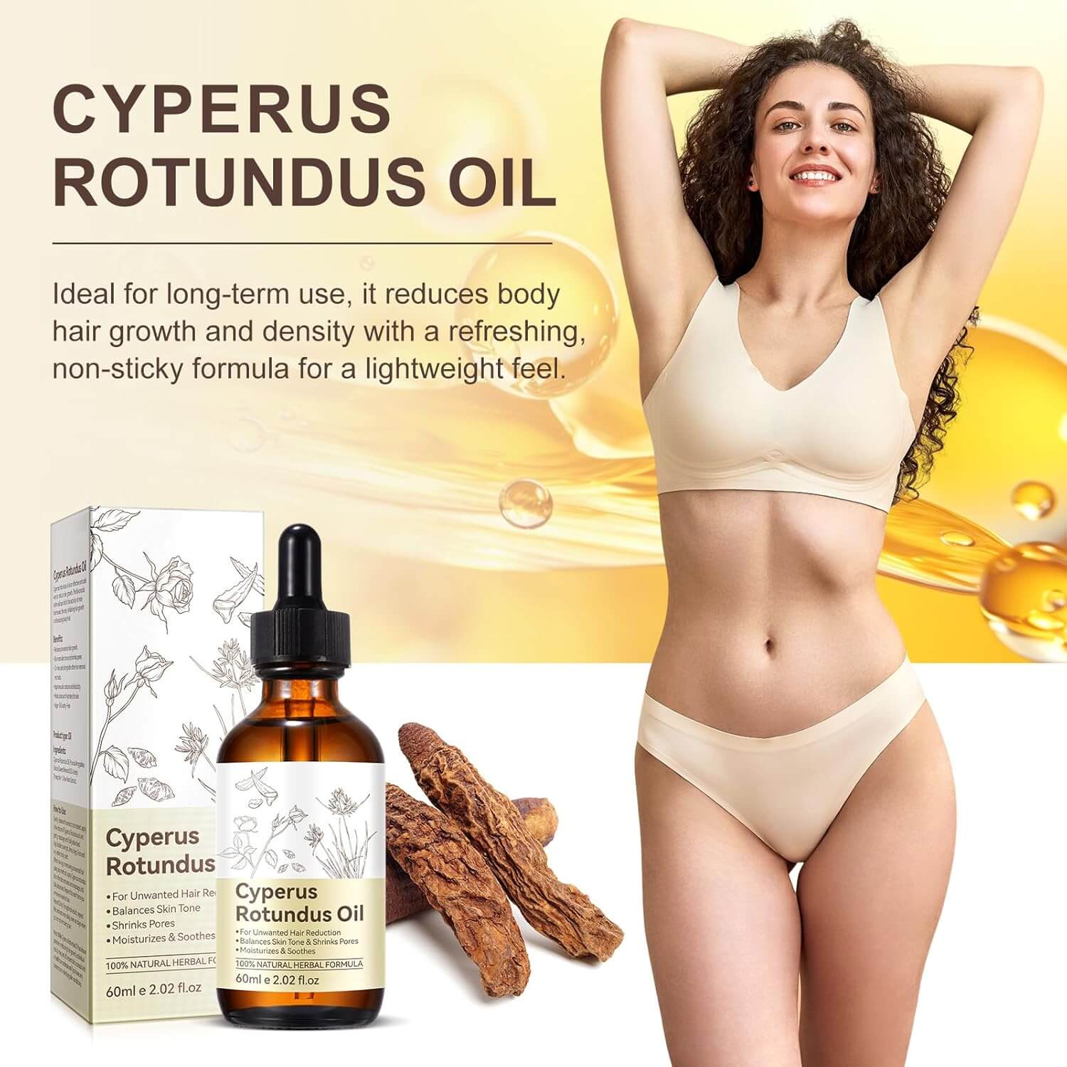 Cyperus Rotundus Oil – Natural Hair Reduction & Skin Soothing Oil, 2 fl oz