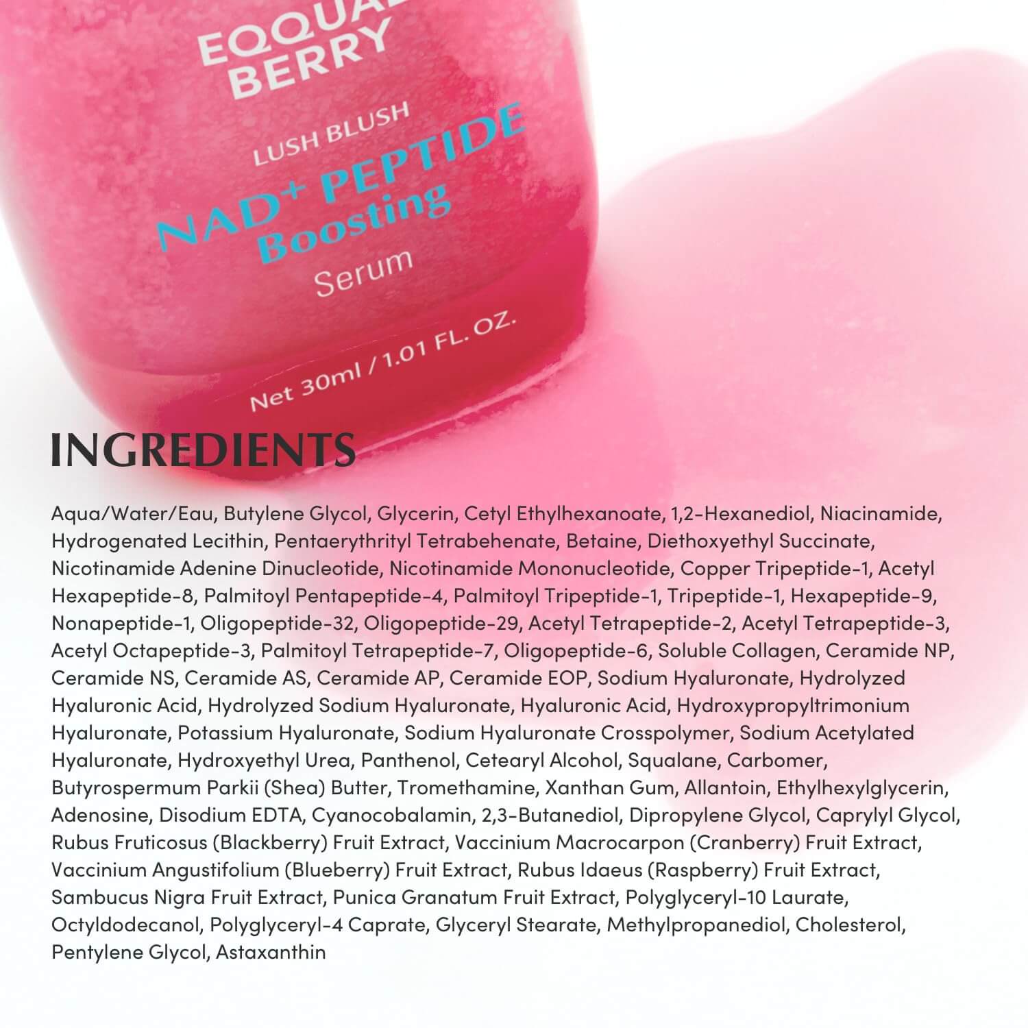 EQQUALBERRY NAD+ Peptide Boosting Serum – Anti-Aging & Firming Face Serum, 1.01 fl oz