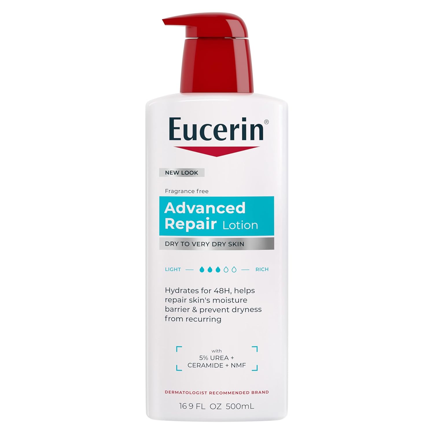 Eucerin Advanced Repair Body Lotion – Ceramide-Rich Unscented Moisturizer for Very Dry Skin, 16.9 fl oz
