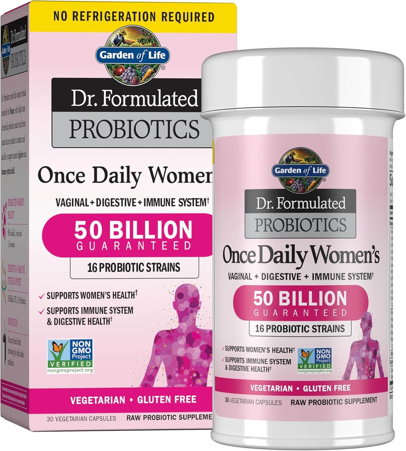 Garden of Life Dr. Formulated Probiotics for Women – 50 Billion CFU, 16 Strains with Prebiotics for Digestive, Vaginal & Immune Health, 30 Capsules