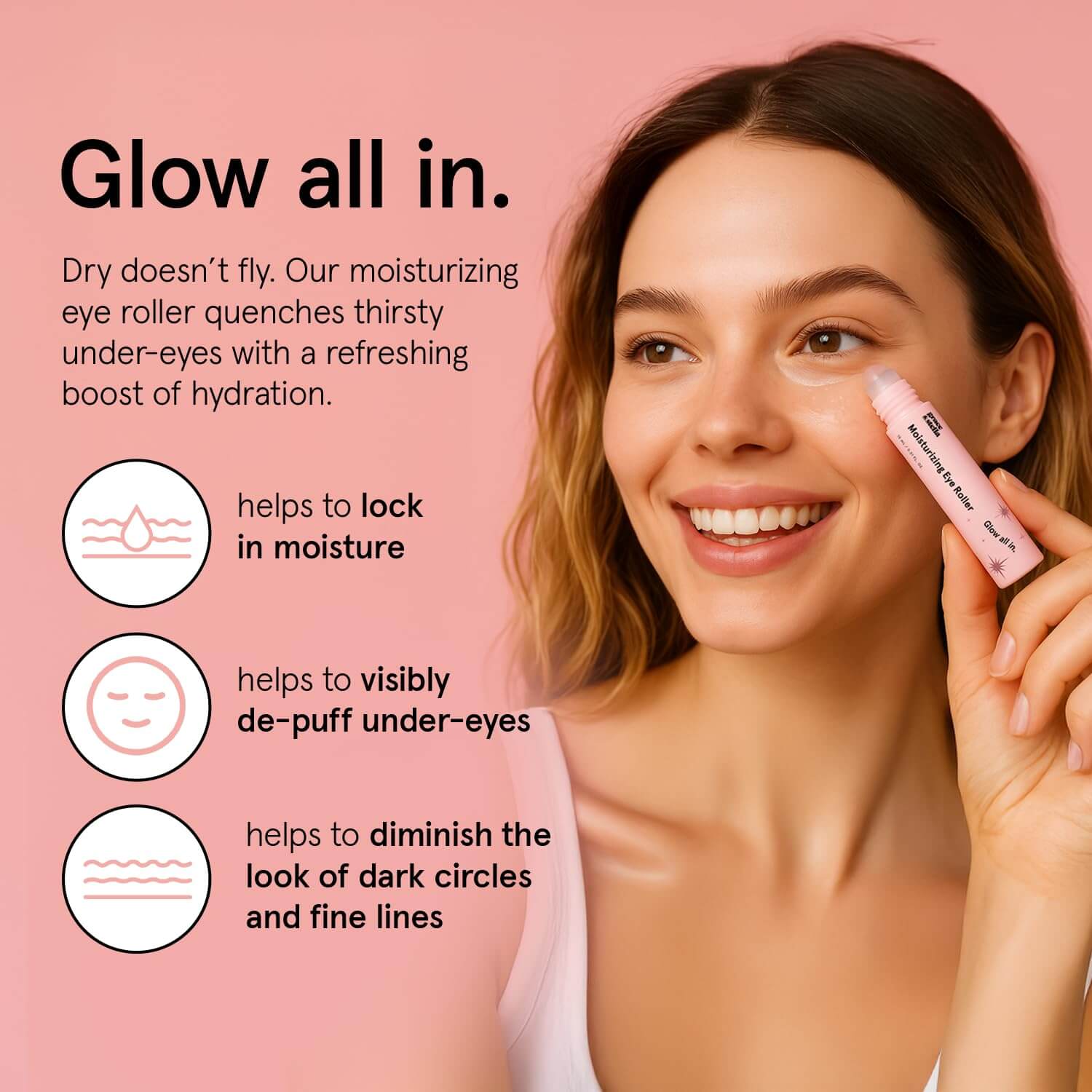 Grace & Stella Under Eye Brightener – Rose Quartz Rollerball Eye Serum, 0.51 fl oz