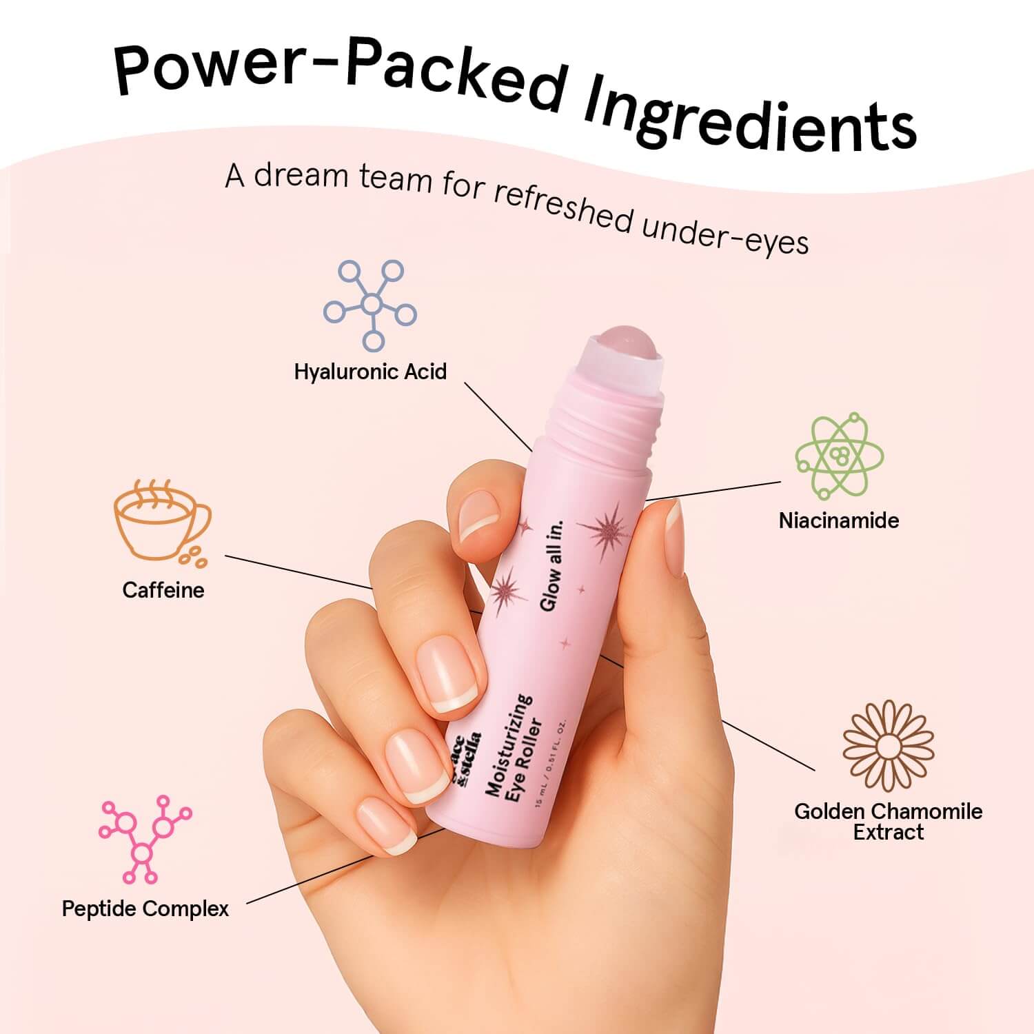 Grace & Stella Under Eye Brightener – Rose Quartz Rollerball Eye Serum, 0.51 fl oz