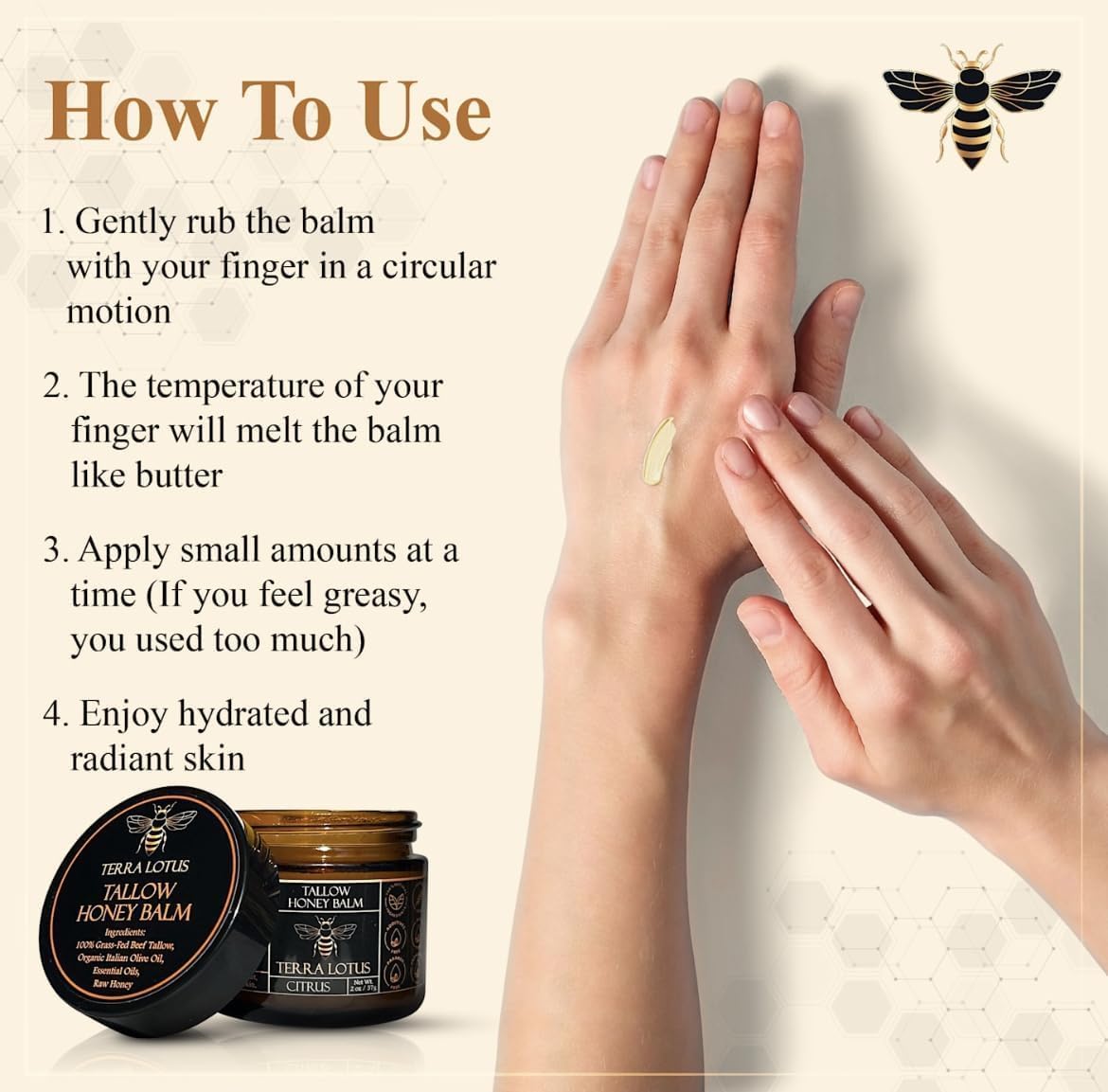 Grass-Fed Beef Tallow Balm with Raw Honey
