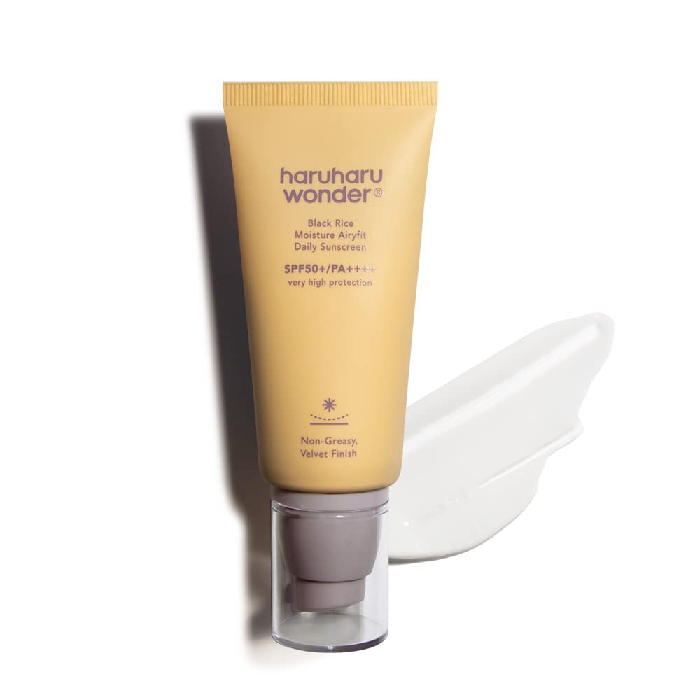 Haruharu Wonder Black Rice Airyfit Sunscreen – Hydrating Daily SPF with Velvet Finish, No White Cast, Korean Skincare, 1.69 fl oz