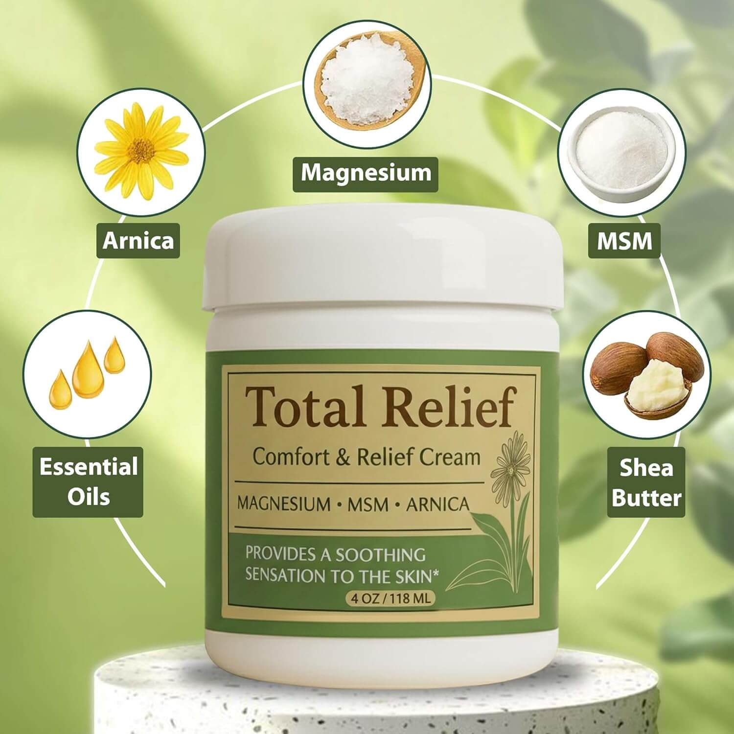HiRelief Total Relief Magnesium Cream – Nerve & Muscle Comfort Cream, 4 fl oz