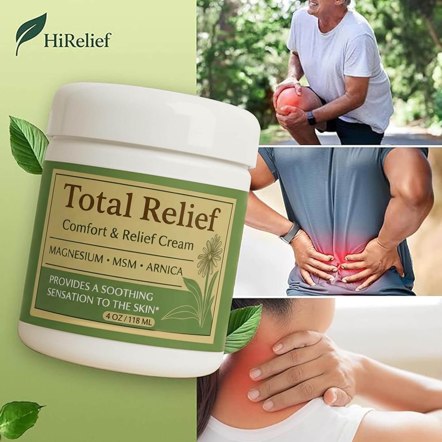 HiRelief Total Relief Magnesium Cream – Nerve & Muscle Comfort Cream, 4 fl oz