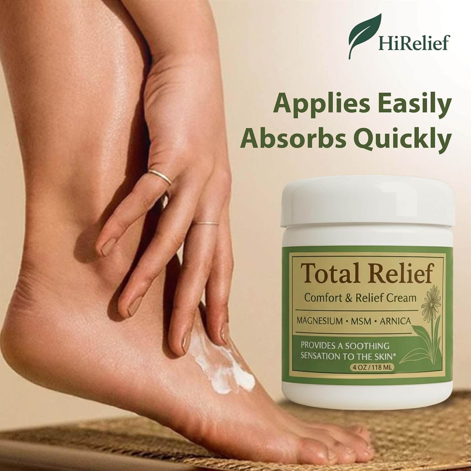 HiRelief Total Relief Magnesium Cream – Nerve & Muscle Comfort Cream, 4 fl oz