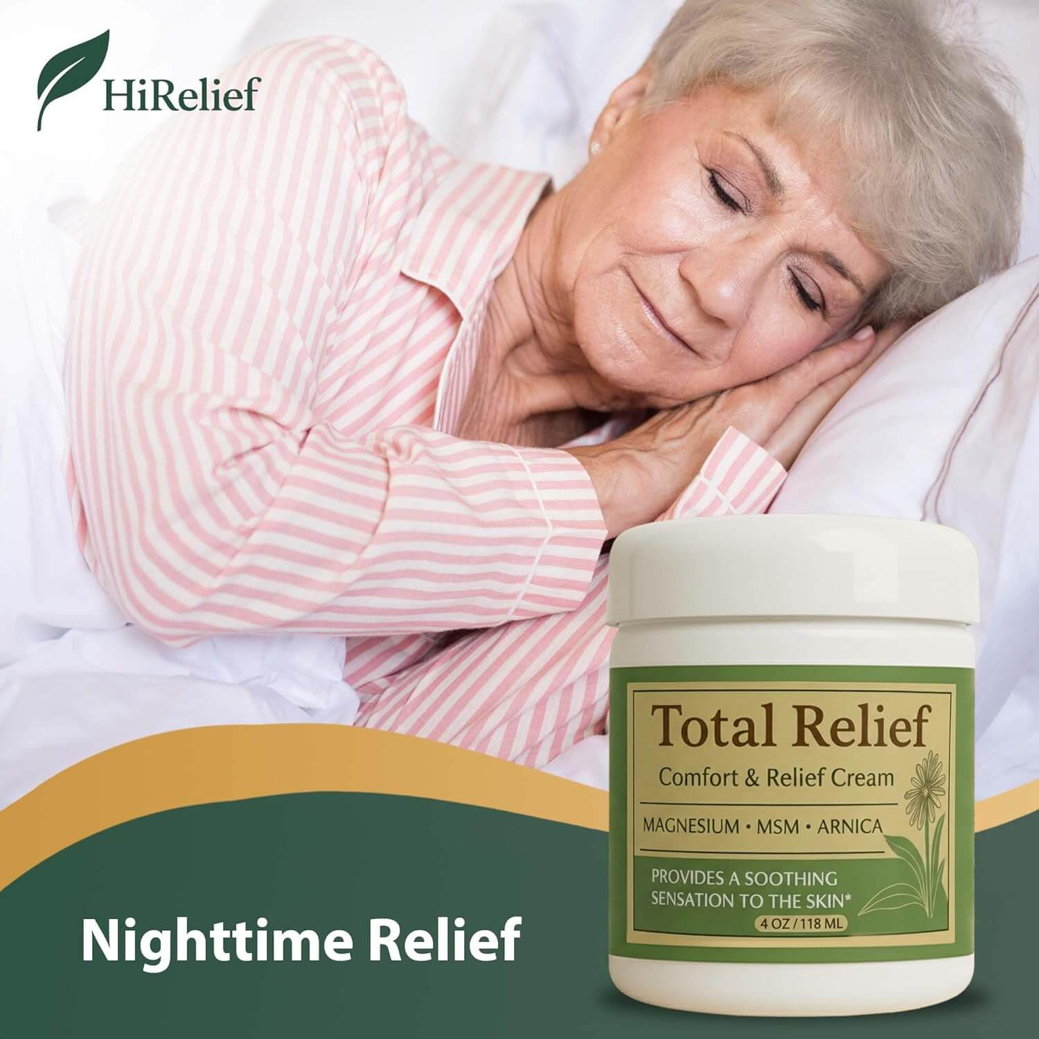 HiRelief Total Relief Magnesium Cream – Nerve & Muscle Comfort Cream, 4 fl oz