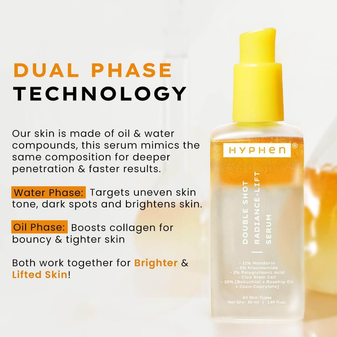 Hyphen Brightening & Collagen Serum – Hydrating & Firming Face Serum, 50 ml