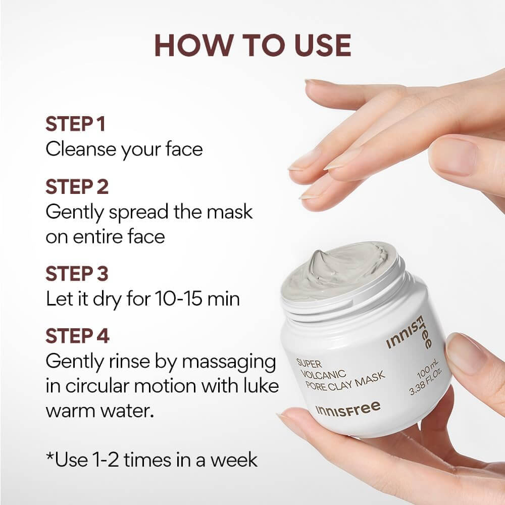 Innisfree Super Volcanic Pore Clay Mask 2X – Exfoliating & Pore Care Face Mask, 100 ml