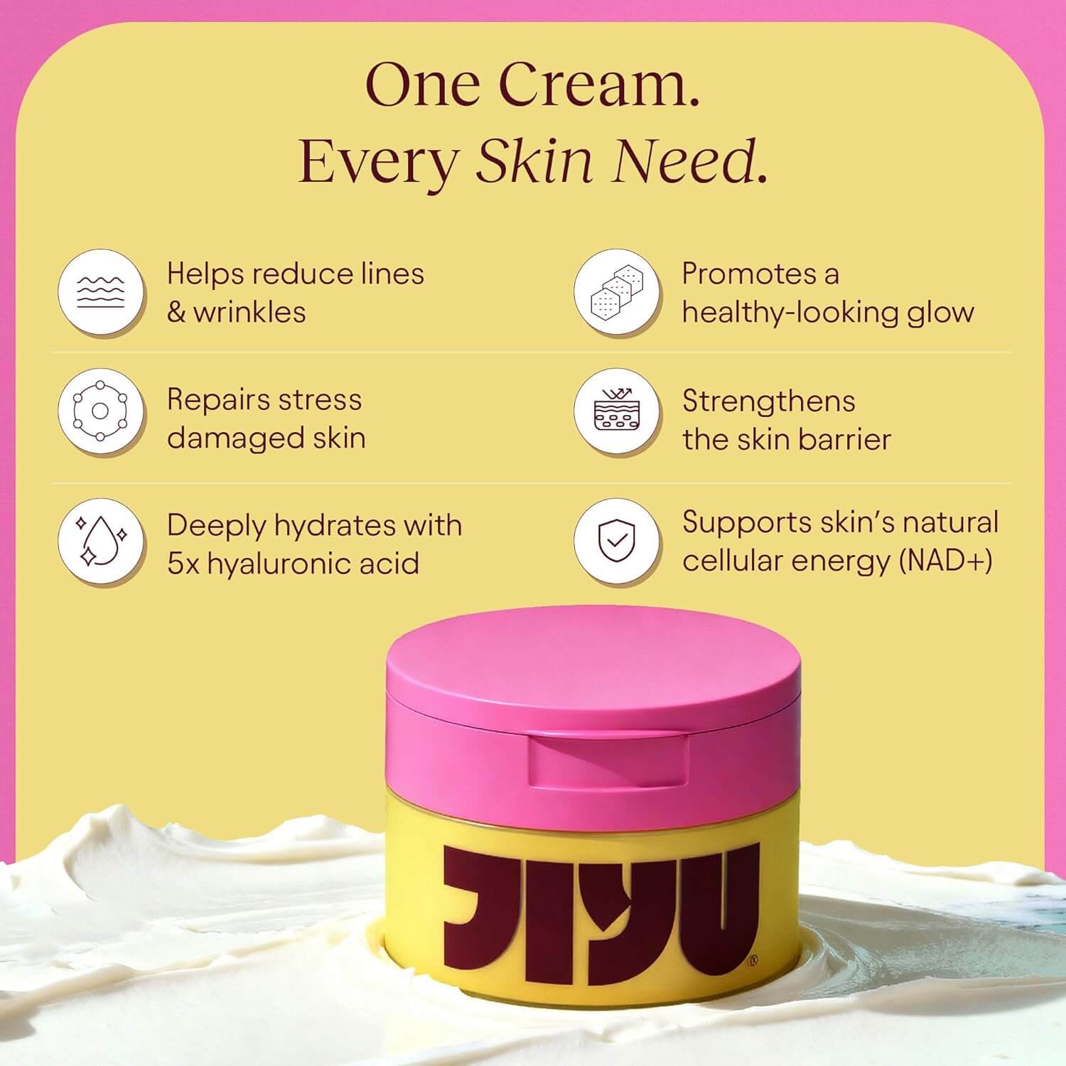 JiYu NAD+ Hydrating Face Moisturizer – Brightening & Firming Face Cream, 1.69 fl oz