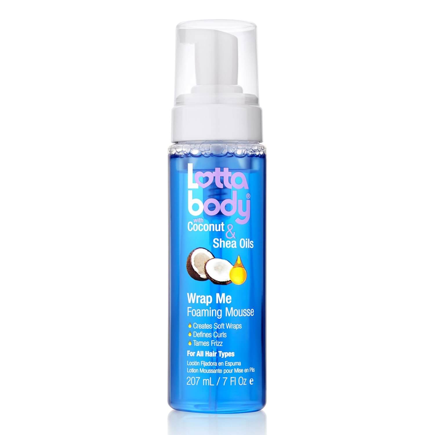 Lottabody Coconut & Shea Curl Mousse – Anti-Frizz Curl Defining Hair Foam, 7 fl oz
