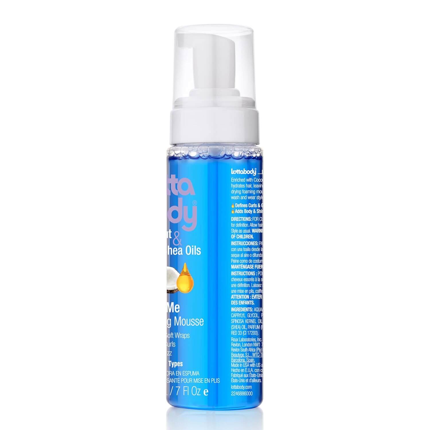 Lottabody Coconut & Shea Curl Mousse – Anti-Frizz Curl Defining Hair Foam, 7 fl oz