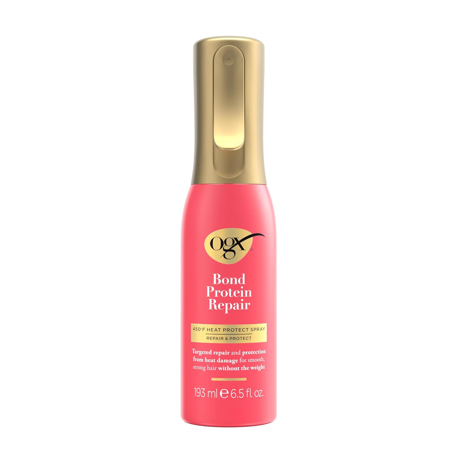OGX Bond Protein Repair Heat Protect Spray – 450°F Damage Protection for All Hair Types, 6.5 fl oz
