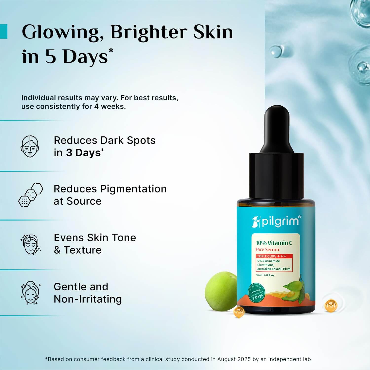 Pilgrim Vitamin C Serum – Brightening & Dark Spot Correcting Face Serum, 30 ml