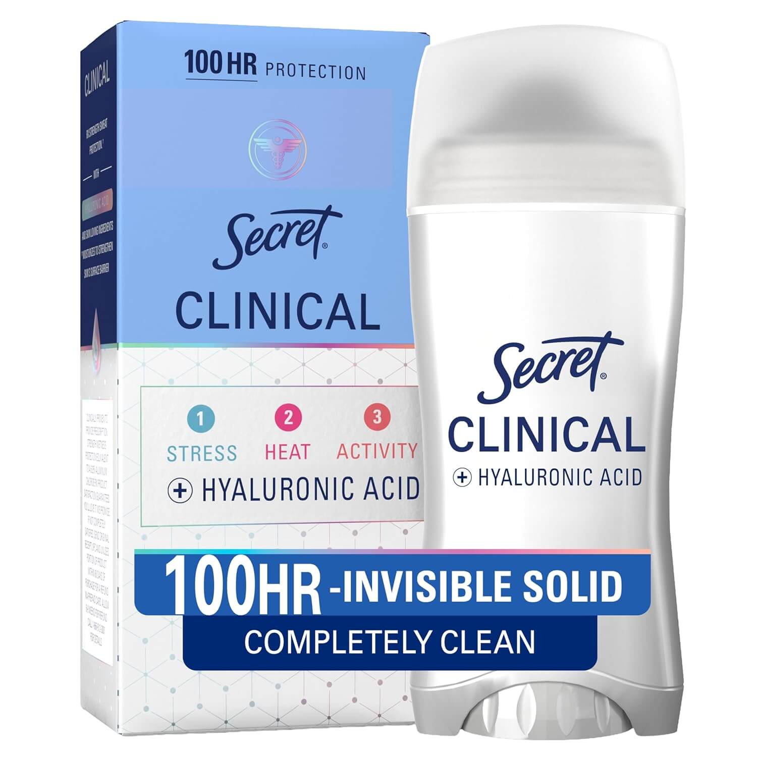 Secret Clinical Strength Deodorant for Women – 100HR Sweat & Odor Protection, Invisible Solid, Clean Scent, 2.6 oz