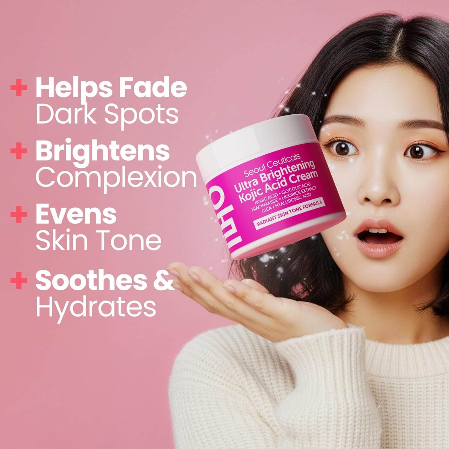 SeoulCeuticals Kojic Acid Cream – Dark Spot Correcting & Brightening Moisturizer, 2 oz