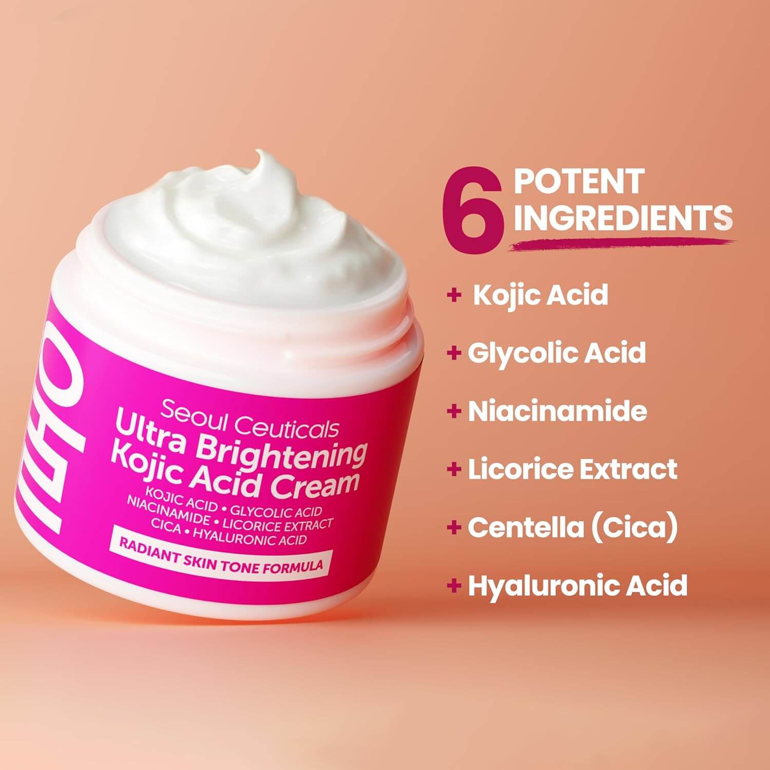 SeoulCeuticals Kojic Acid Cream – Dark Spot Correcting & Brightening Moisturizer, 2 oz