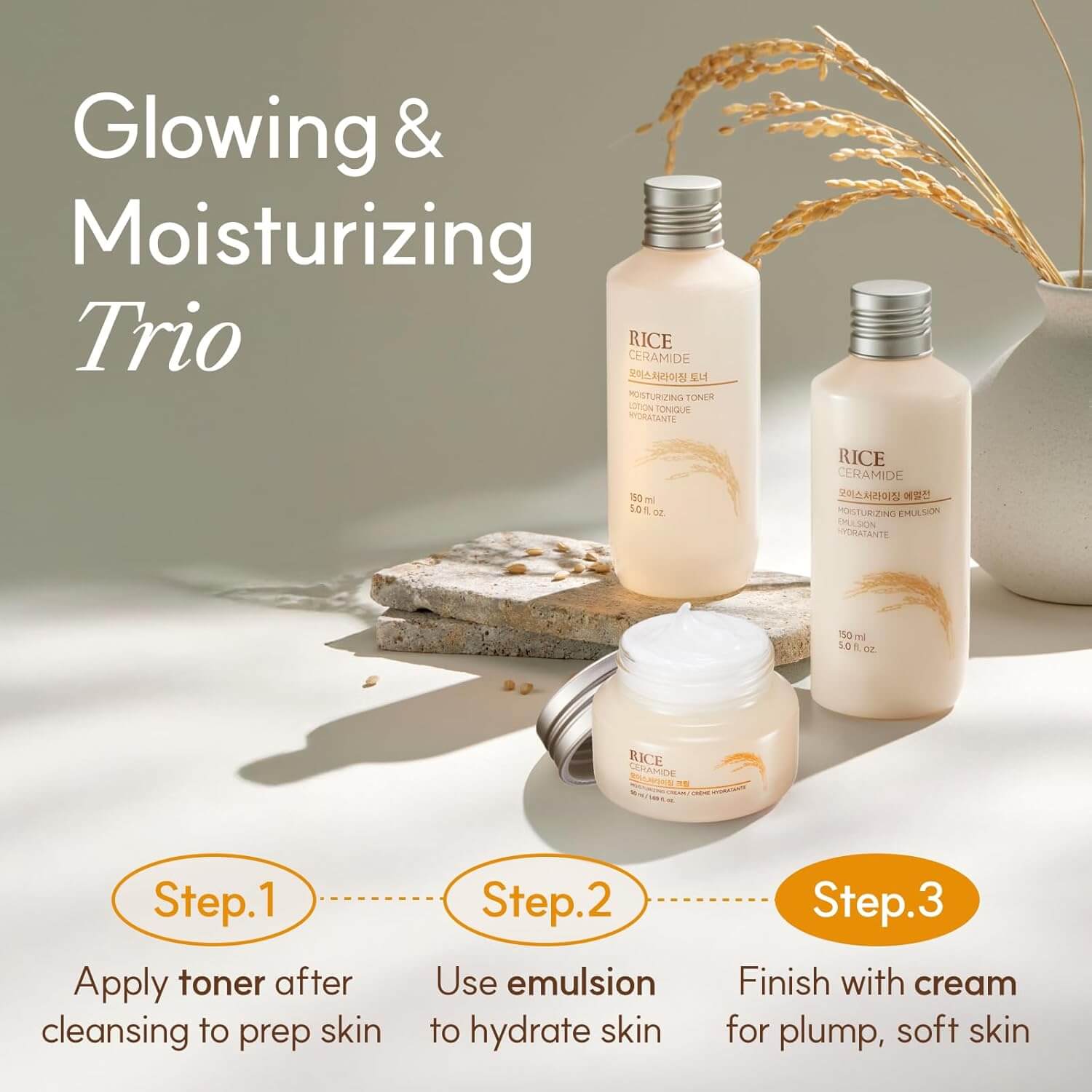 The Face Shop Rice & Ceramide Cream – Brightening & Barrier Repair Moisturizer, 50 ml