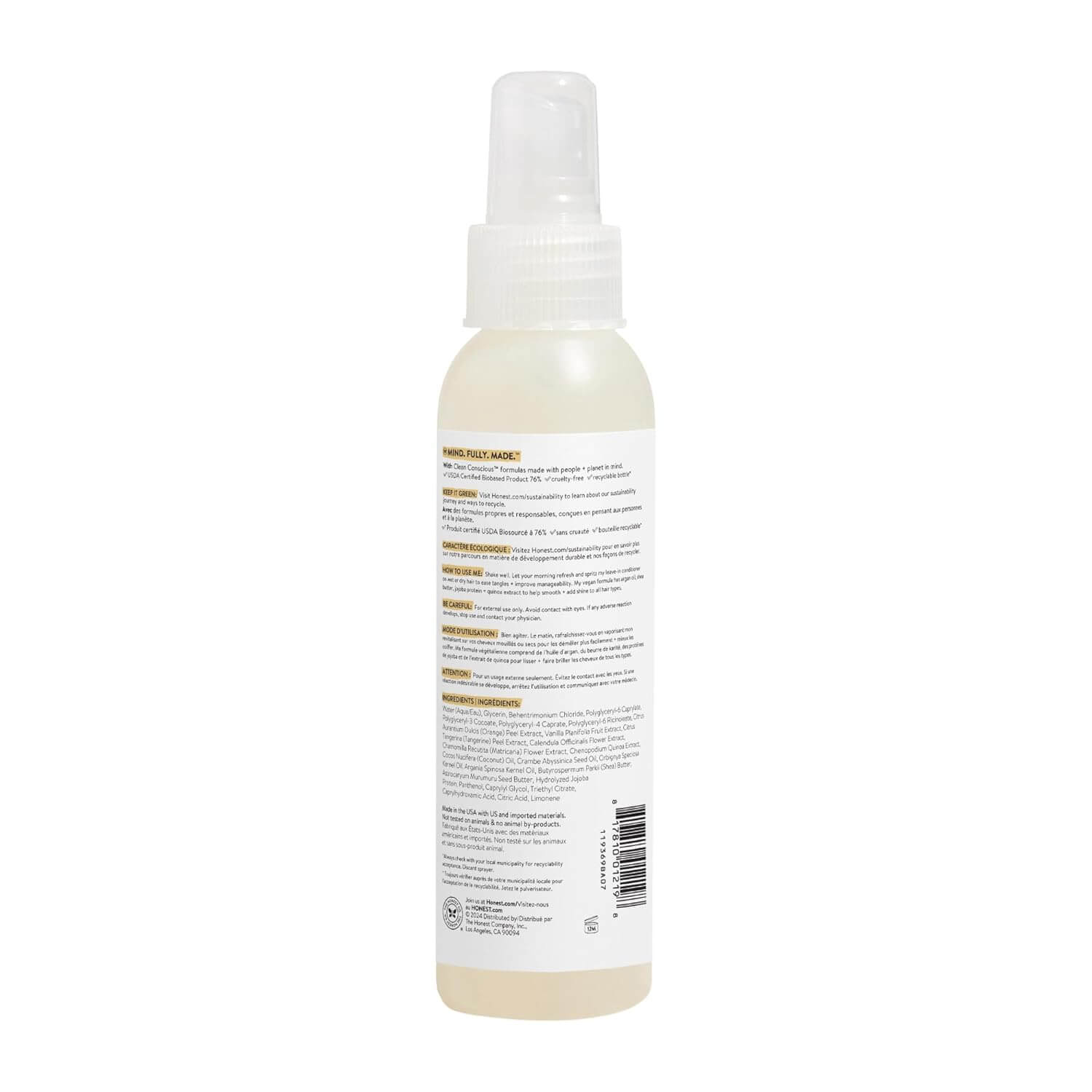 The Honest Company Hair Detangler – Leave-In Conditioning & Smoothing Spray, 4 fl oz