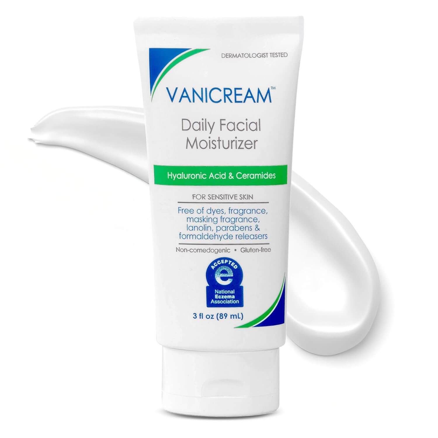 Vanicream Daily Facial Moisturizer – Ceramides & Hyaluronic Acid, Gentle Hydration for Sensitive Skin, Fragrance-Free, 3 fl oz