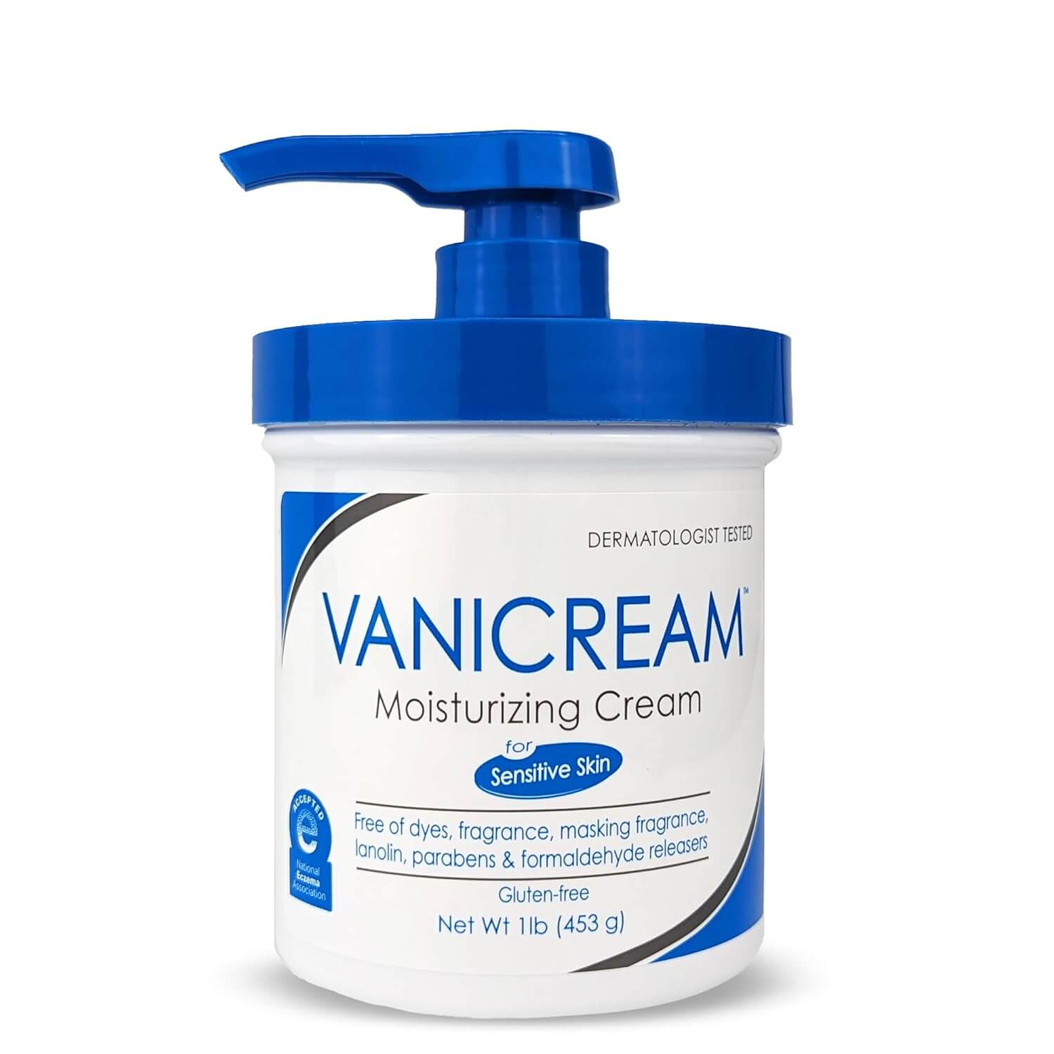 Vanicream Moisturizing Skin Cream – Gentle Fragrance-Free Moisturizer for Sensitive Skin, Pump Bottle, 16 fl oz
