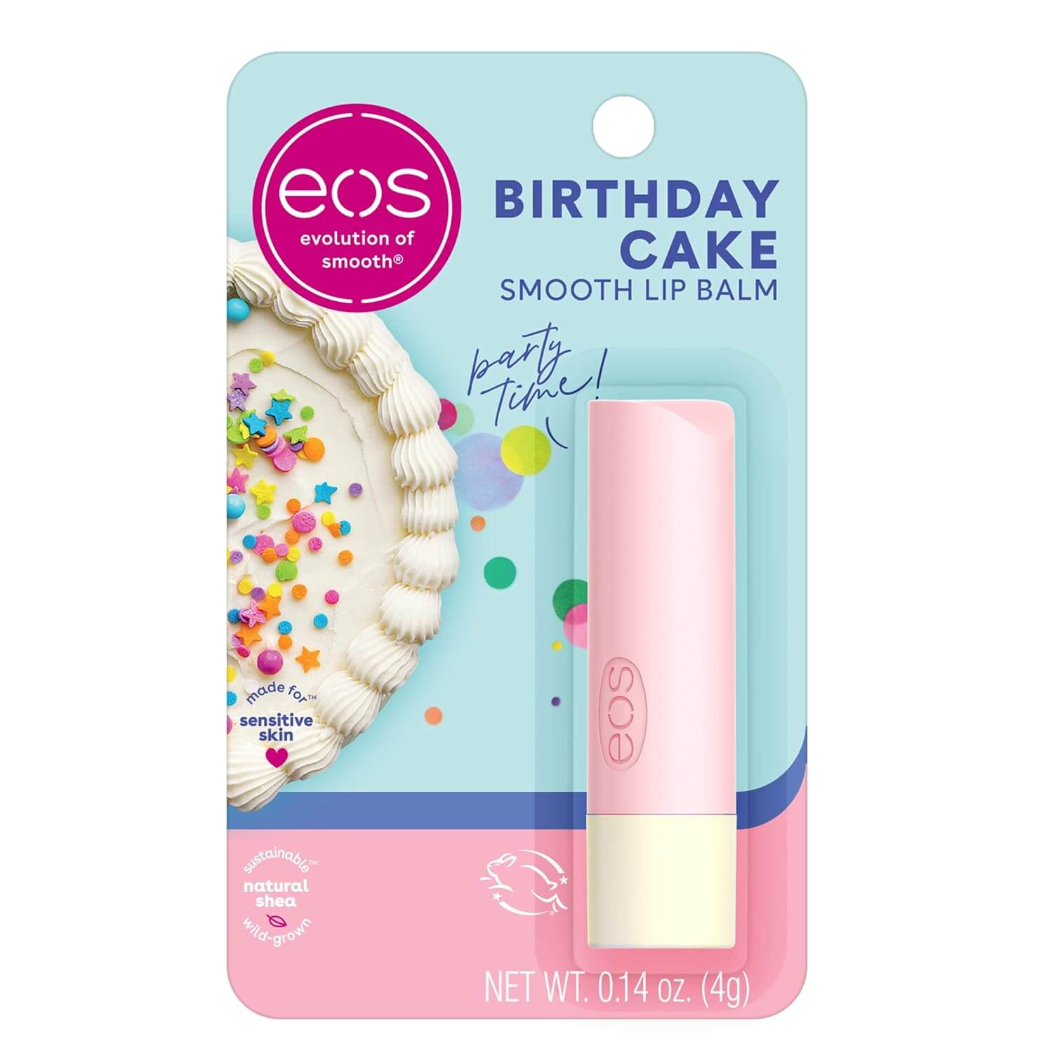 eos Shea Lip Balm Birthday Cake – All-Day Moisture with Shea Butter for Dry Lips, 0.14 oz