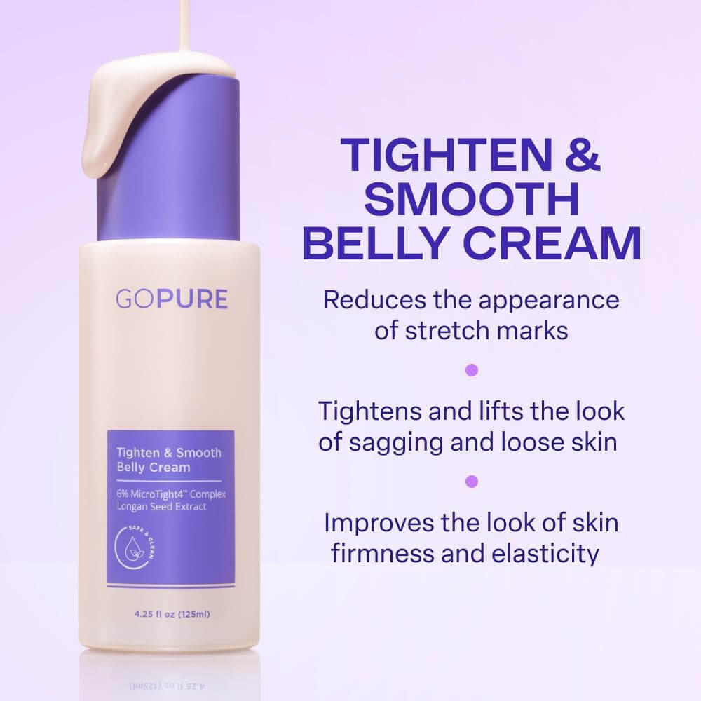 goPure Firming Belly Cream – Skin Tightening & Stretch Mark Body Cream, 4.25 fl oz