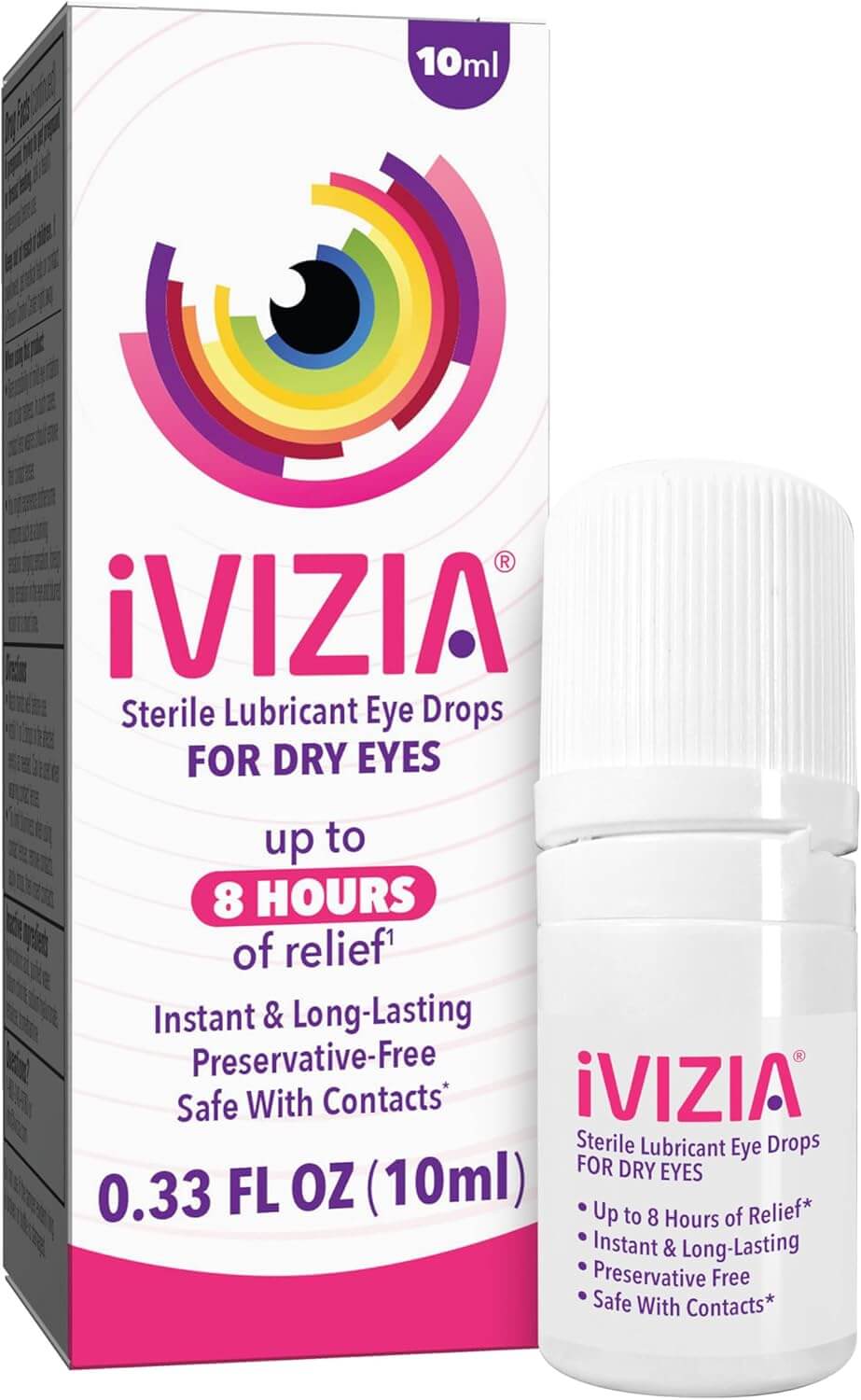 iVIZIA Sterile Lubricant Eye Drops – Preservative-Free Dry Eye Relief, Contact Lens Friendly, 0.33 fl oz